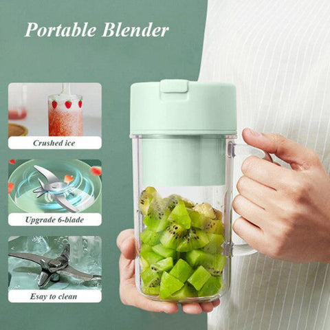 Portable Juicer Blender Bottle & Straw with 6 Blades 500 ML For Gym or Traveling